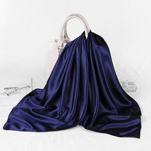 Load image into Gallery viewer, Luxury Long Soft Square Silk Scarves Lightweight Elegant Satin Silk Soft Head Wrap Escharpe Hijab Scarf Muslim Female Silky Shawls Wrap Hair Head Scarves Bandanna For  Women 90*90cm
