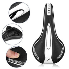 Load image into Gallery viewer, Breathable Silicone Cushion Seat PU Leather Surface Silica Filled Gel Comfortable Shockproof Bicycle Saddle Padded Professional Waterproof Road Bike Saddle For Men
