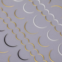 将图片加载到图库查看器，Nail Strip Stickers Black Gold Rose Gold Silver Metal Strip Tape Nail Art Adhesive Foil Tips Nail Sticker Decals Metallic Curve Strip Line Nail Decal Self-Adhesive 3D Wave Design Decoration for Women Girls Tape Nail Art Stickers Decal Decoration
