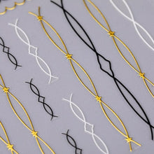 将图片加载到图库查看器，Nail Strip Stickers Black Gold Rose Gold Silver Metal Strip Tape Nail Art Adhesive Foil Tips Nail Sticker Decals Metallic Curve Strip Line Nail Decal Self-Adhesive 3D Wave Design Decoration for Women Girls Tape Nail Art Stickers Decal Decoration
