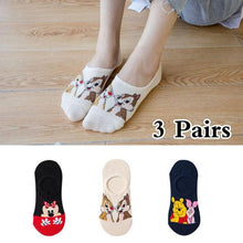 Load image into Gallery viewer, 5 pairs Summer Socks Female Cartoon Animal Bear Mouse Socks Cute Funny Invisible Cotton Ankle Socks For Women
