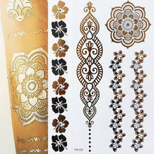 Load image into Gallery viewer, Body Tattoo Art Painting Stickers Glitter Gold Silver Temporary Waterproof Nontoxic Long Lasting Tattoos
