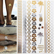 Load image into Gallery viewer, Body Tattoo Art Painting Stickers Glitter Gold Silver Temporary Waterproof Nontoxic Long Lasting Tattoos
