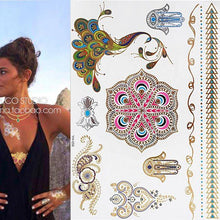 Load image into Gallery viewer, Body Tattoo Art Painting Stickers Glitter Gold Silver Temporary Waterproof Nontoxic Long Lasting Tattoos
