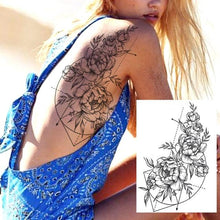 将图片加载到图库查看器，Realistic Tattoos Temporary Womens Flower Sticker Tattoos Waterproof Women Body Art Fake Legs Tattoo Stickers
