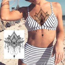 将图片加载到图库查看器，Realistic Tattoos Temporary Womens Flower Sticker Tattoos Waterproof Women Body Art Fake Legs Tattoo Stickers
