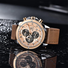 Load image into Gallery viewer, Multifunction Brown Luxury New Men's Watches Quartz Sport Chronograph Elegant Leather Bracelet Men Wrist Watch

