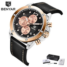 Load image into Gallery viewer, Multifunction Brown Luxury New Men's Watches Quartz Sport Chronograph Elegant Leather Bracelet Men Wrist Watch
