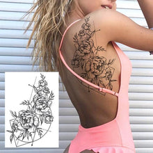 Load image into Gallery viewer, Realistic Big Flower Temporary Waterproof Sticker Tattoos For Body Painting Arm Legs Fake Black Rose Tattoos For Womens
