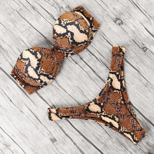 将图片加载到图库查看器，Animal Print Leopard Bikini Push Up Swimsuit Women Bikini Set Bathing Suit Bandeau Beach Wear Swimwear Women Casual Leopard Printed Triangle High Waist Two Piece Bikini Sets
