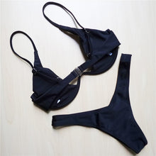 Load image into Gallery viewer, Underwired Bikini Female Swimsuit Women Swimwear Two-Piece V Shape Wire Bikini Set Bather Bathing Suit Women Micro Bikini Set Shiny Metallic 2 Piece Swimsuit Push Up Underwire Swimwear Bathing Suit
