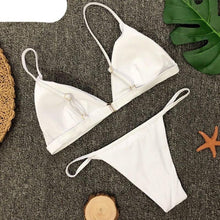 Load image into Gallery viewer, Colors Solid Bikini Set Push Up Swimwear Two Piece Swimsuit Swimwear Halter String Triangle Bikini Sets Women Swimsuit Low Waist Halter Two Pieces Bathing Suit
