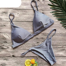 Load image into Gallery viewer, Colors Solid Bikini Set Push Up Swimwear Two Piece Swimsuit Swimwear Halter String Triangle Bikini Sets Women Swimsuit Low Waist Halter Two Pieces Bathing Suit

