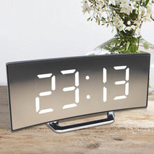 Load image into Gallery viewer, Digital Alarm Clock Desk Table Clock  3 Alarm Sounds Adjustable Volume Easy Digital Alarm Clock for Kids and Adults Compact Desk &amp; Shelf Clocks for Bedroom Curved LED Screen Alarm Clocks For Kid Bedroom Temperature Snooze Function Home Decor Watch
