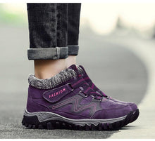 将图片加载到图库查看器，Winter Elegant Unisex Boots With Fur Warm Leather Snow Boots Winter Work Casual Shoes High Top Rubber Ankle Boots Leather Platform Fashion Luxury Boots Non-Slip Hiking Boots
