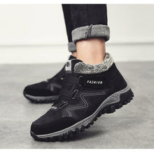 将图片加载到图库查看器，Winter Elegant Unisex Boots With Fur Warm Leather Snow Boots Winter Work Casual Shoes High Top Rubber Ankle Boots Leather Platform Fashion Luxury Boots Non-Slip Hiking Boots
