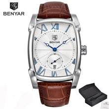 Load image into Gallery viewer, Luxury Business Men's Watches Brown Casual Wrist Leather Strap Waterproof Classic Rectangle Square Watch
