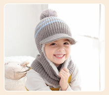 Load image into Gallery viewer, Thick Knitted Acrylic Winter Beanie Hats For Kids Child Outdoor Warm Balaclava Cap Girls Boys Bib Mask Face Cover Hairball Hat  Beanie Cap Mask Scarf Hat Set Outdoor Sport Warm Beanies Hat For Men Knitted Hats Bandana Hiking Camping Kid Neck Warmer Cap

