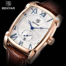 Load image into Gallery viewer, Luxury Business Men's Watches Brown Casual Wrist Leather Strap Waterproof Classic Rectangle Square Watch
