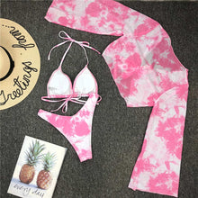 将图片加载到图库查看器，New Bikini Bikini Swimsuit For Women 3 Pieces Set Knot Front Off Shoulder Cover Up with Halter Bikini Sets Bathing Suit Women Swimwear Female Swimsuit Three-pieces Bikini set Halter Bather Bathing Suit Swim Beach Lady
