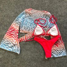 将图片加载到图库查看器，New Bikini Bikini Swimsuit For Women 3 Pieces Set Knot Front Off Shoulder Cover Up with Halter Bikini Sets Bathing Suit Women Swimwear Female Swimsuit Three-pieces Bikini set Halter Bather Bathing Suit Swim Beach Lady
