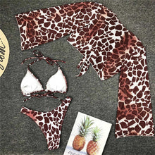 将图片加载到图库查看器，New Bikini Bikini Swimsuit For Women 3 Pieces Set Knot Front Off Shoulder Cover Up with Halter Bikini Sets Bathing Suit Women Swimwear Female Swimsuit Three-pieces Bikini set Halter Bather Bathing Suit Swim Beach Lady
