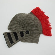 将图片加载到图库查看器，New Winter Handmade Funny Hats Cool Red Tassel Roman Knight Helmet Mask Beanies Cosplay Caps Men Women Gag Party Gifts Men's Handmade Beanie Knit Funny Hat Cosplay Roman Knight Helmet Cap Wig Beard Hats Handmade Knit Warm Winter Caps Ski Funny Mask Beanie
