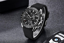 Load image into Gallery viewer, New Men Silver Blue Watch Business Analog Chronogragh Full Steel Luxury Casual Male Waterproof Sports Design Watches
