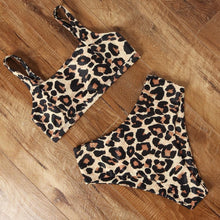 将图片加载到图库查看器，High Waist Bikini Leopard Bikini Women Push Up Swimsuit Women's Leopard Print Swimsuits High Waist Bikini Set 2 Piece Bathing Suits Women Printed Swimwear Tie Dye Summer Swim Beachwear
