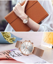 Load image into Gallery viewer, Multifunctional Black Luxury Women Watch Fashion Quartz Business Style Stainless Steel Strap Wrist Watch

