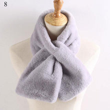 Load image into Gallery viewer, New Winter Solid Color Warm Thicken Soft Collar Scarf Faux Rabbit Fur Neckerchief Plush Warm Hot Scarfs Cross Collar Scarf Shawl Solid With Pearl Elegant For Women
