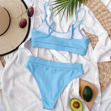 Load image into Gallery viewer, Female High Waist Swimsuit Bikini Sports Swimsuits For Women Two Piece Crop Top Bikini Set High Waist High Cut Bathing Suits Women Swimwear Two-piece Bikini Set Bathing Suit Swimwear
