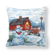 将图片加载到图库查看器，Christmas Pillowcase Holiday Decoration Christmas Santa Pillow Covers Santa Claus Pillow Covers Christmas Sofa Throw Pillow Home Cushion Cover Christmas Snowman Print Pillowcase Letter 45x45CM
