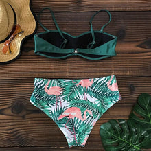 将图片加载到图库查看器，Bikini Female Swimsuit Women Swimwear Push Up Bikinis Set High Waist Swimming Suits Two Piece Set Women Swimsuit Solid Printed Bikini Push-Up Pad Swimwear Set Beachwear Ruffled Bathing Suit
