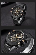 Load image into Gallery viewer, Sport Chronograph Fashion Luxury Men Watches Mesh &amp; Rubber Band Waterproof Quartz Gold Watch For Men
