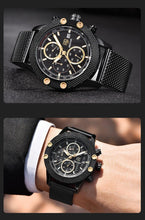 Load image into Gallery viewer, Sport Chronograph Fashion Luxury Men Watches Mesh &amp; Rubber Band Waterproof Quartz Gold Watch For Men
