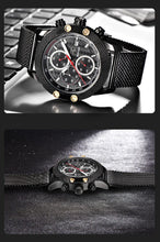 Load image into Gallery viewer, Sport Chronograph Fashion Luxury Men Watches Mesh &amp; Rubber Band Waterproof Quartz Gold Watch For Men
