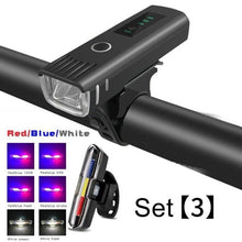Load image into Gallery viewer, Bike Flashlight For Bicycle Anti-glare Smart Bike Light USB Rechargeable Front Rear Lamp Cycling Headlight Bike Light Set USB Rechargeable Bicycle Front Headlight Taillight 4 Light Modes Led Headlight
