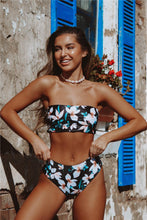 将图片加载到图库查看器，Bikini Swimwear Swimsuit Women Floral Print High Waist Bikini Set Back Cross Bathing Suit Female Beach Wear Women's Bikini Swimsuits Strapless Two Pieces Bathing Suits
