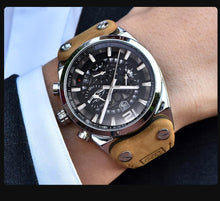 Load image into Gallery viewer, Mens Military Army Watches Analog Chronograph Watch Genuine Leather Strap Sports Casual Waterproof Male Quartz Wristwatch
