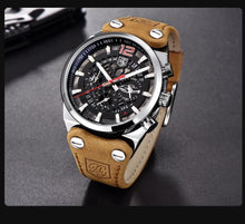 Load image into Gallery viewer, Mens Military Army Watches Analog Chronograph Watch Genuine Leather Strap Sports Casual Waterproof Male Quartz Wristwatch
