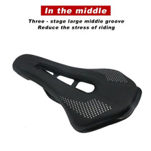 Load image into Gallery viewer, Bicycle Saddle Seat Road Steel Rails Mountain Bike Cushion Skid-Proof Soft PU Leather Road Mountain Bike Seat Bicycle Saddle Comfortable Memory Foam Cushion For Road Riding
