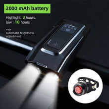 Load image into Gallery viewer, 4000mAh Bicycle Front Light Set USB Rechargeable Smart Headlight With Horn 800 Lumen LED Bicycle Light Set USB Rechargeable Super Bright  Bike Headlight
