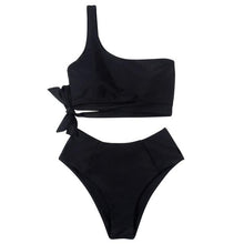 Load image into Gallery viewer, Women Leopard Print Swimsuit Women's Bikini One Shoulder Top High Waist Bottom Two Piece Swimsuits Women Push Up Bikini Set One Shoulder Beachwear Summer Leopard Bathing Suit High Waist Swimwear For Women
