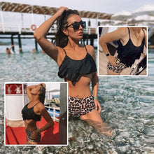 Load image into Gallery viewer, Leopard Bikini High Waist Bikini Animal Print Floral Swimsuit Ruffle Swimsuit Plus Size Swimwear Women Swimsuits for Women Two Piece Bathing Suits Ruffle Tops With High Waist Bottoms Bikini Sets For Teen Girls
