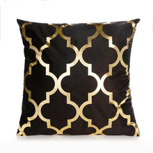 Load image into Gallery viewer, Black Gold Pillow Geometric Cushion Hot Pillows For Chairs Seat Pillowcase Black Striped Pillow Case  Luxury Soft Cushion Covers Decor Home Livingroom Decoration 45x45CM
