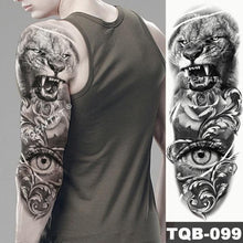 Load image into Gallery viewer, Large Tattoo Sleeve Arm Waterproof Temporary Sticker Tiger Fox For Arm Luxury Colorful Design
