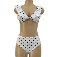 Load image into Gallery viewer, Vintage Black White Bikini High Waist Swimwear Push Up Bikini Swimsuit For Women Underwire Bikini Top Ruffle Padded Two Piece Bathing Suits Teen Girls Women Push Up Swimsuit Ruffle Dot Swimsuit Bikini Summer Beach Wear
