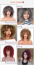 Load image into Gallery viewer, Glorious Afro Wigs Short Kinky Curly Wig Synthetic Short Bob Wig With Bangs Mixed Highlight Wig for Black Women Cosplay Wigs For Black Women Gifts for Girlfriends
