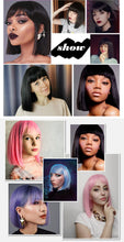 将图片加载到图库查看器，Glorious Synthetic Wigs Short Bob Wigs Black/Pink Bangs Wigs for Women Heat Resistant Fiber Hair Brazilin Wigs For Black Women Cosplay Wigs For Women
